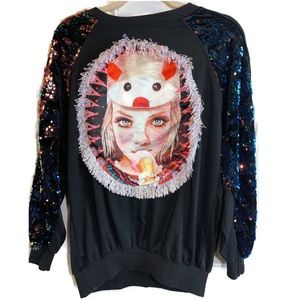 Trendy Sweatshirt Sequined Sleeves S/M